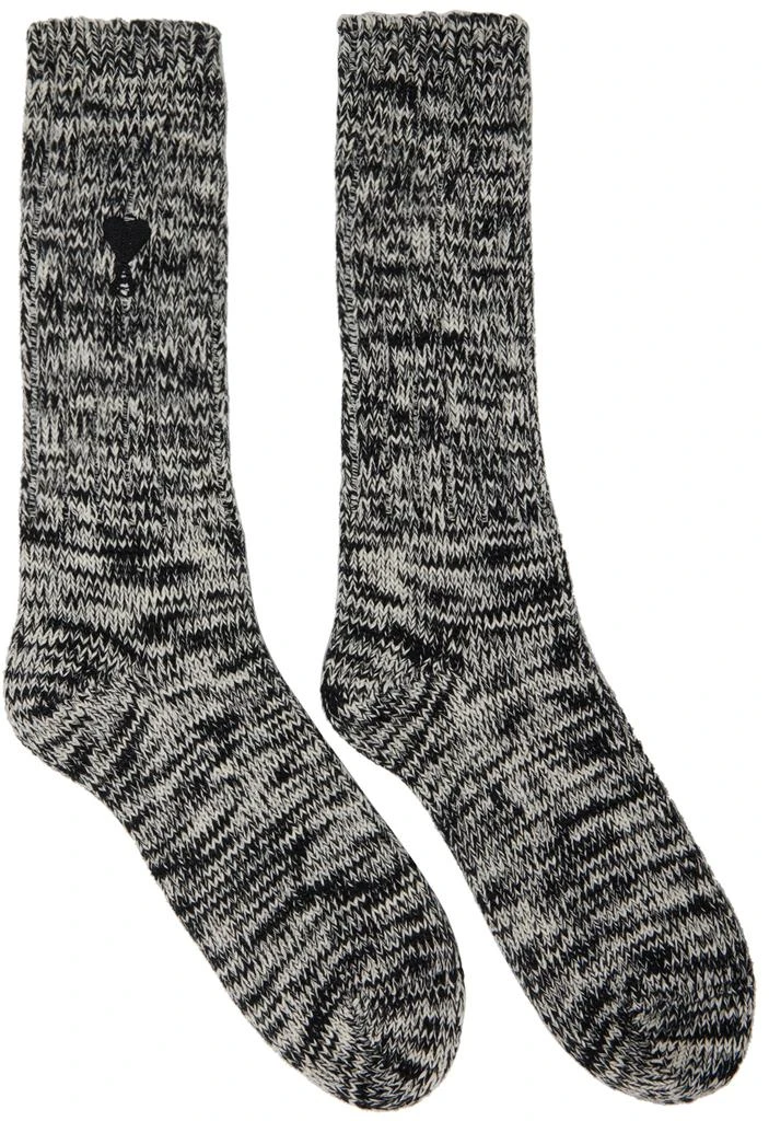 商品AMI|White & Black Ami de Cœur Socks,价格¥180,第1张图片
