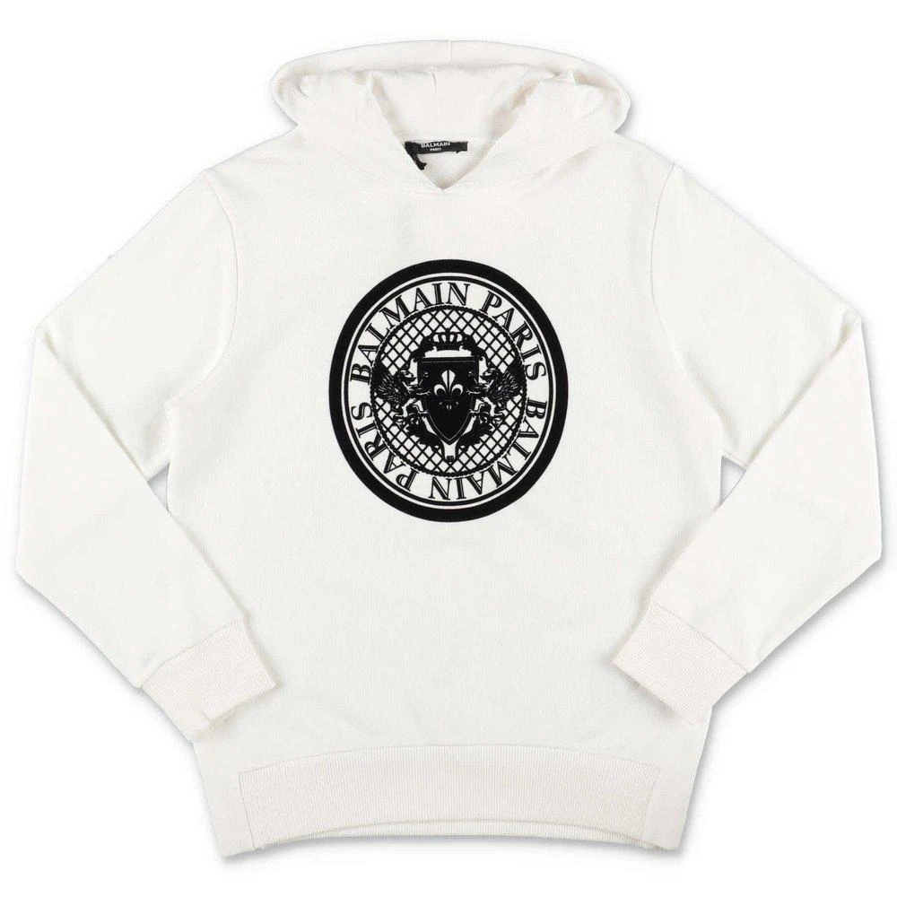 商品Balmain|Balmain Kids Logo Sleeved Logo Printed Hoodie,价格¥1555,第1张图片