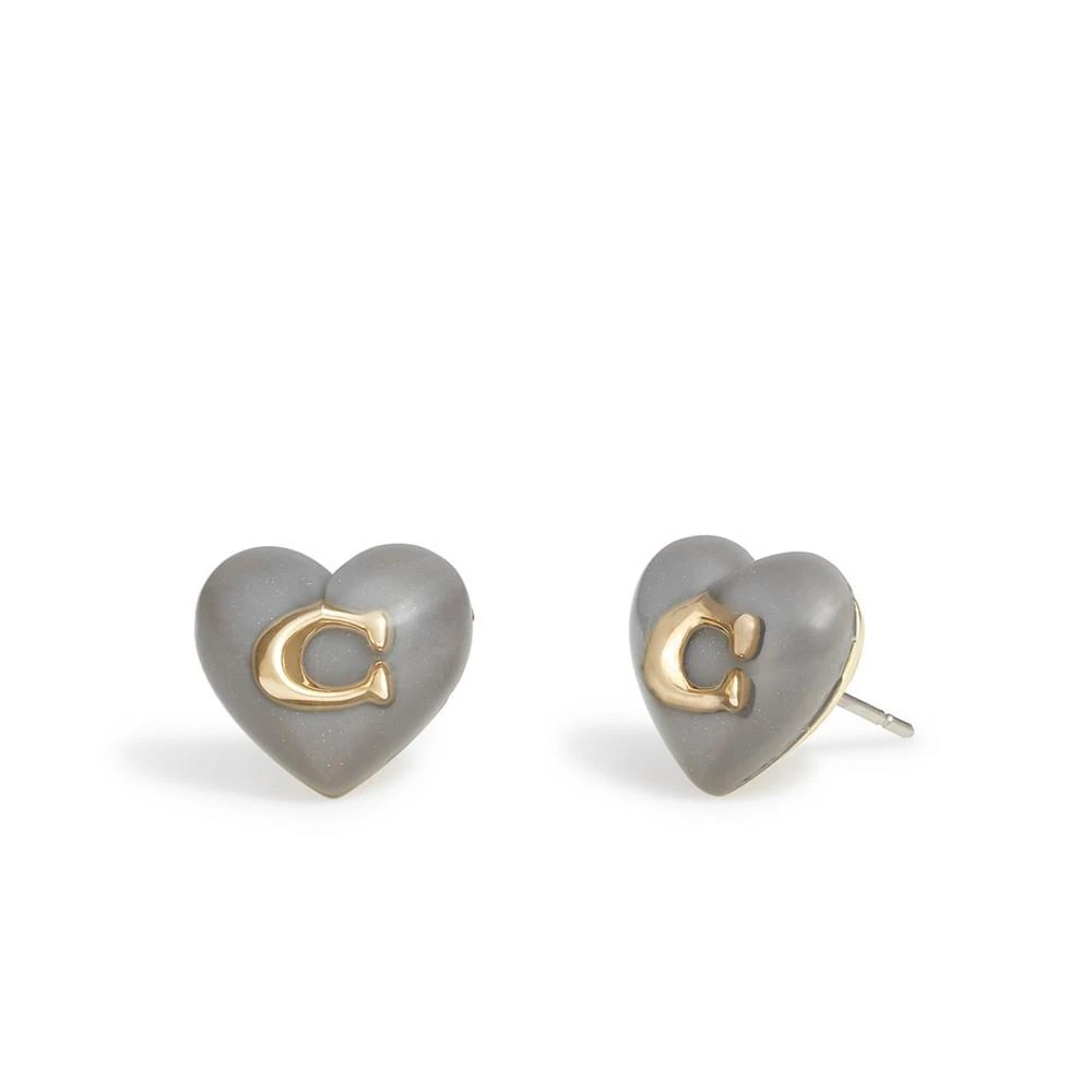 商品Coach|Faux Stone Signature Heart Stud Earrings,价格¥335,第1张图片