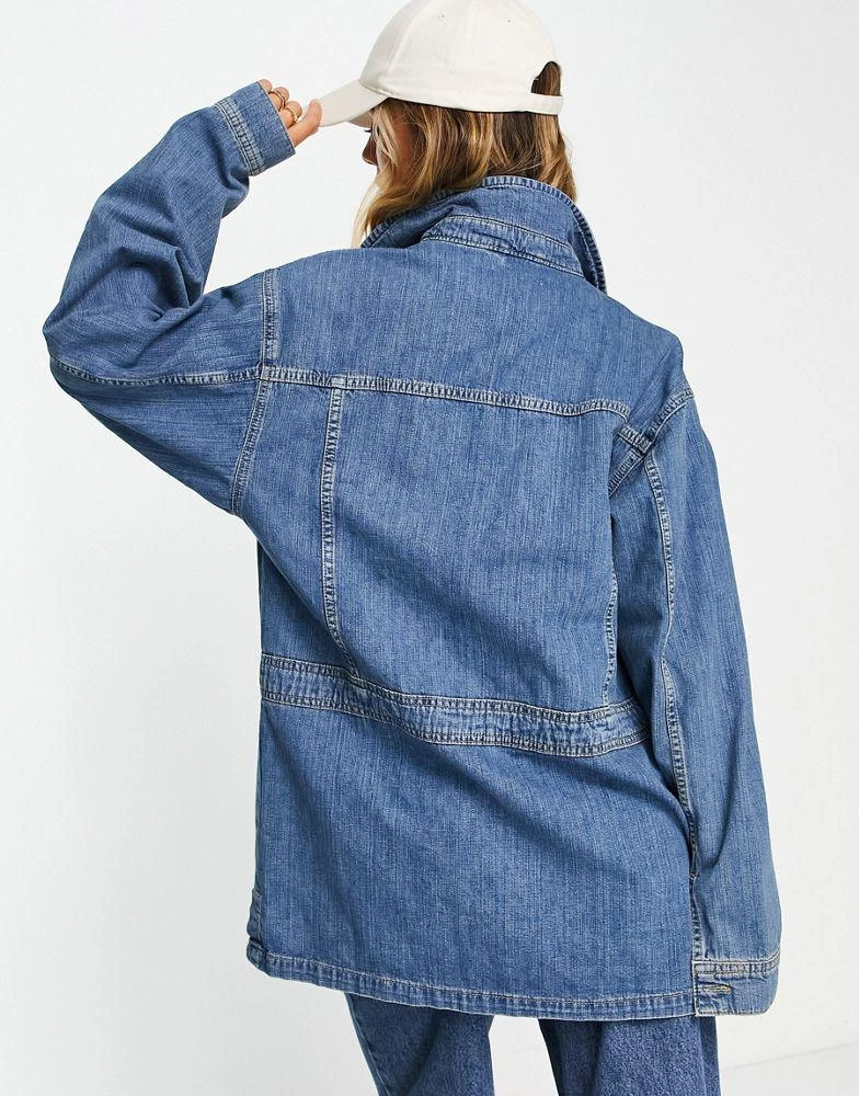 商品Topshop|Topshop 70's chuck-on denim jacket in mid blue,价格¥542,第4张图片详细描述