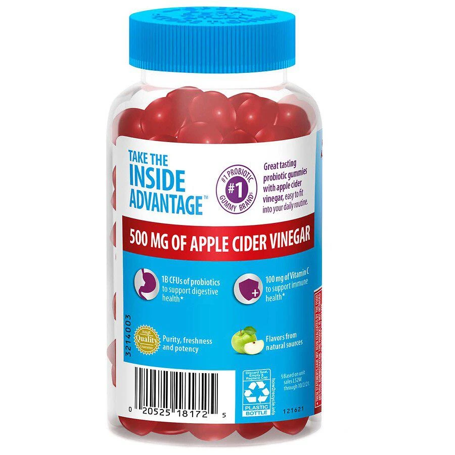商品Digestive Advantage|Probiotic Gummies with Apple Cider Vinegar & Vitamin C,价格¥108,第2张图片详细描述