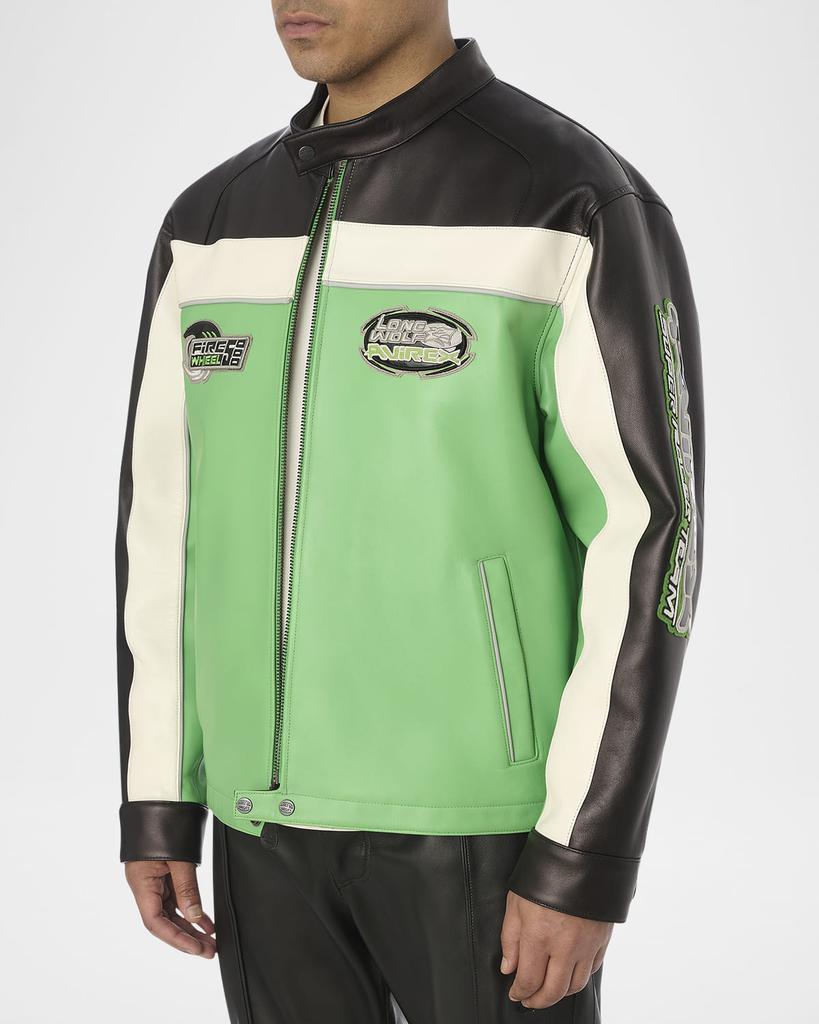 Shop Men's Lone Wolf Leather Racer Jacket on Sale at