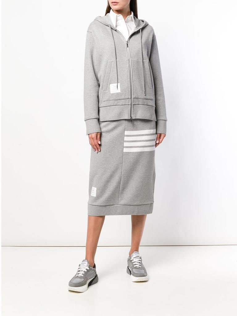 商品Thom Browne|THOM BROWNE WOMEN ZIP UP HOODIE IN CLASSIC LOOPBACK WITH CB RWB STRIPE,价格¥6628,第5张图片详细描述