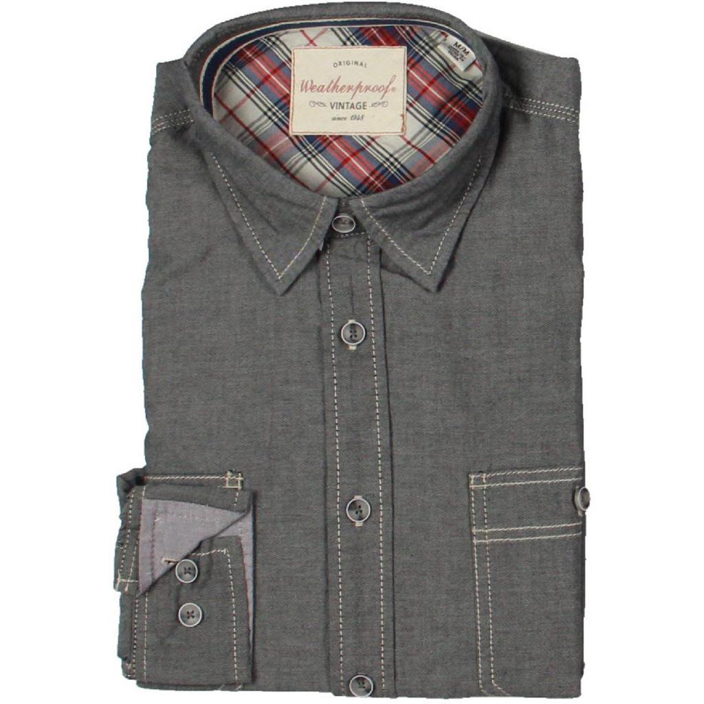 Weatherproof Vintage Mens Cotton Collared Button-Down Shirt商品第5张图片规格展示