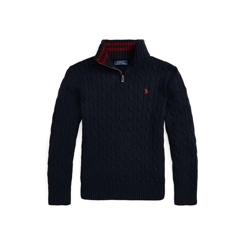 商品Ralph Lauren|Big Boys Cable-Knit Cotton Quarter-Zip Sweater,价格¥258,第1张图片