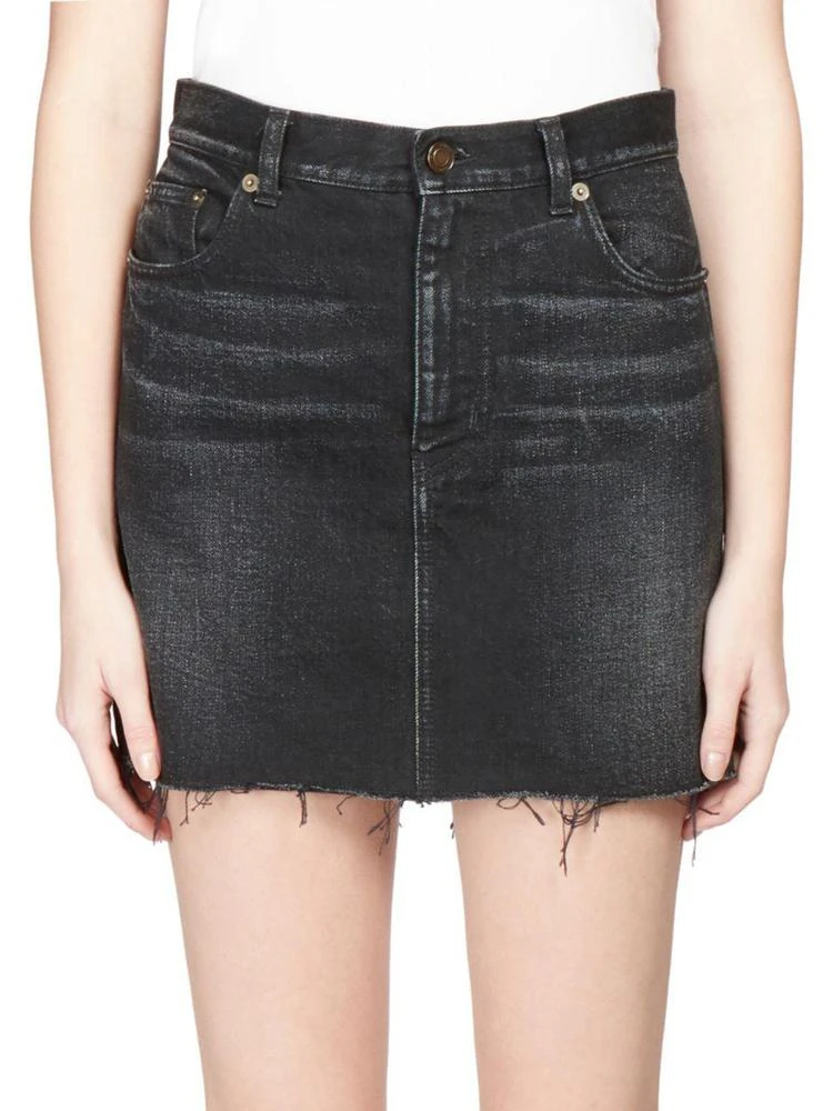 商品Yves Saint Laurent|Saint Laurent - Frayed Denim Mini Skirt,价格¥1943,第1张图片