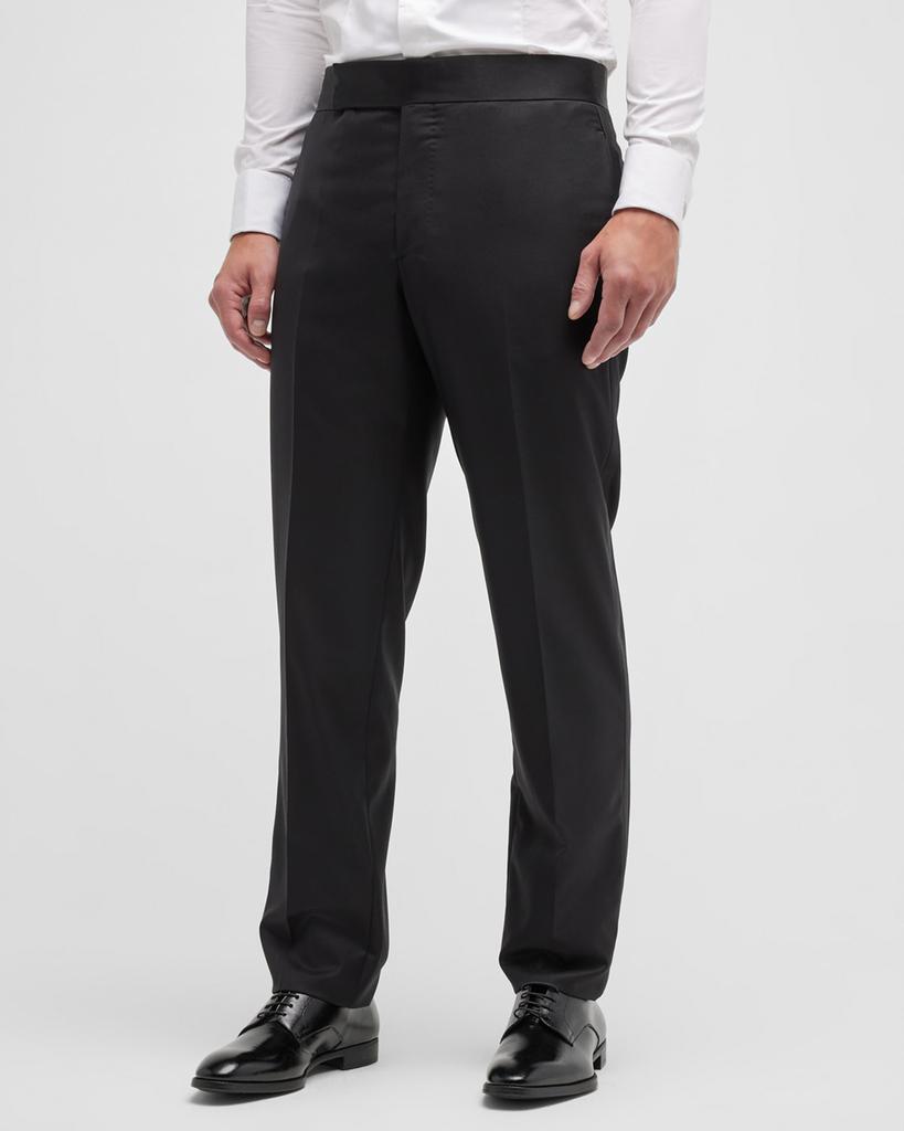 Men's Tonal Wool-Blend Tuxedo Pants商品第1张图片规格展示