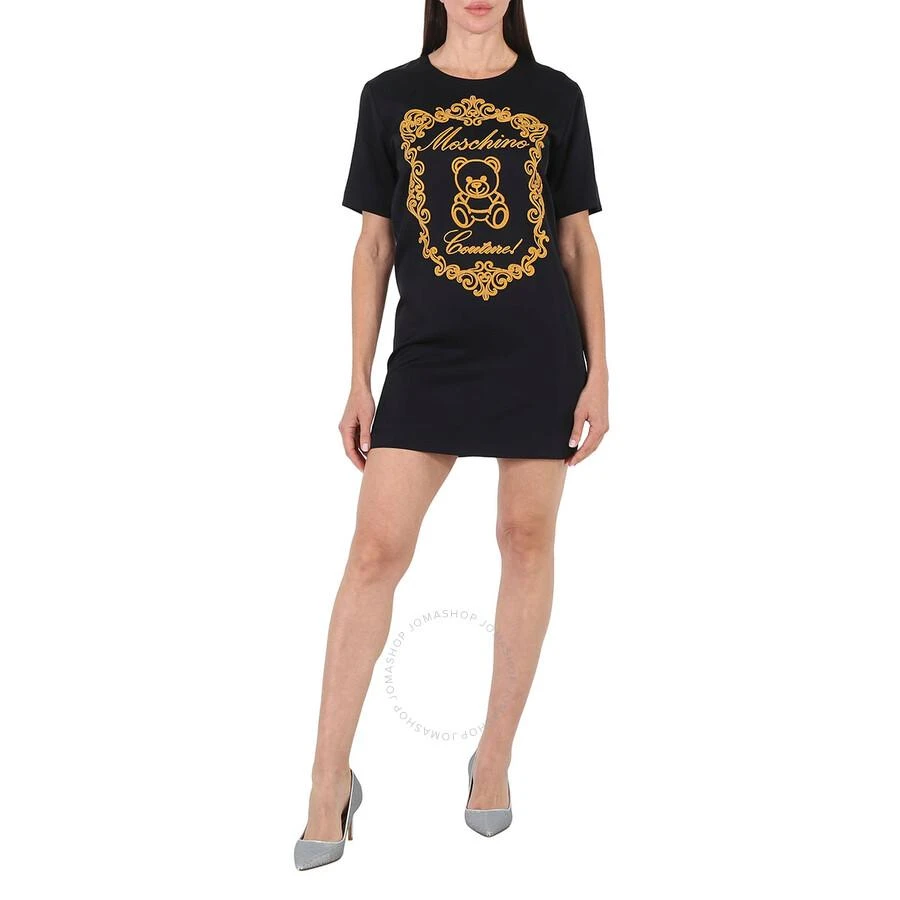 商品Moschino|Ladies Fantasy Print Black Teddy Embroidered T-Shirt Dress,价格¥1973,第1张图片