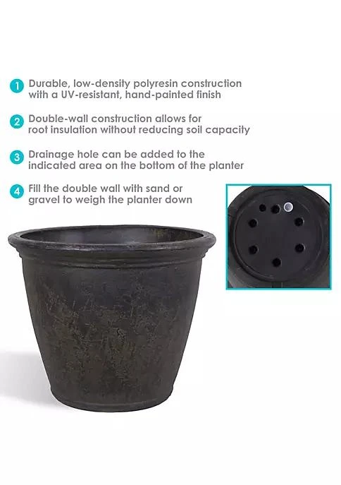 商品Sunnydaze Decor|Decor 24 In Anjelica Unbreakable Polyresin Planter   Sable   Set Of 2,价格¥1417,第4张图片详细描述