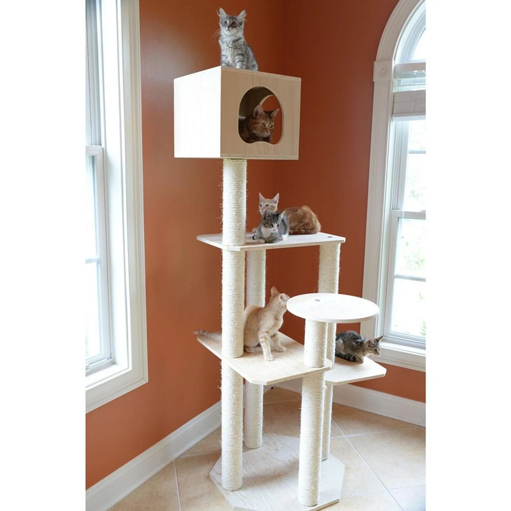 69" Real Wood Premium Scots Pine, 5-Level Cat Tree With Perch & Condo 商品