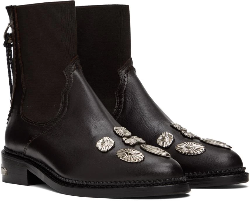 商品Toga Pulla|SSENSE Exclusive Brown Embellished Ankle Boots,价格¥1371,第4张图片详细描述