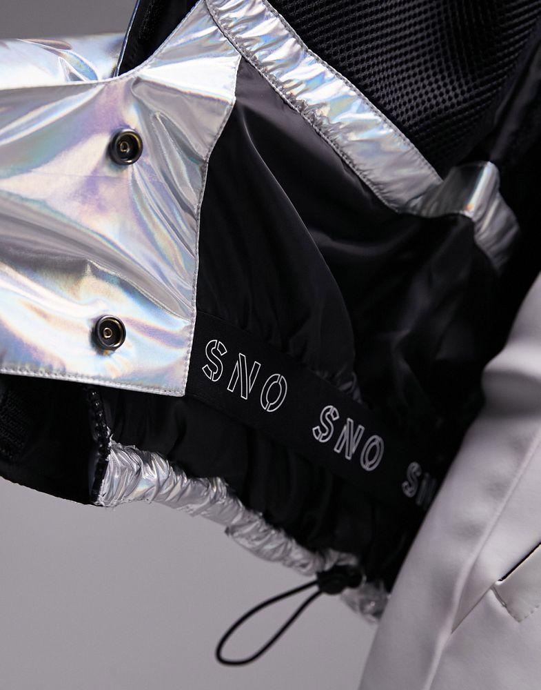 Topshop Sno funnel neck puffer ski jacket in metallic silver商品第4张图片规格展示