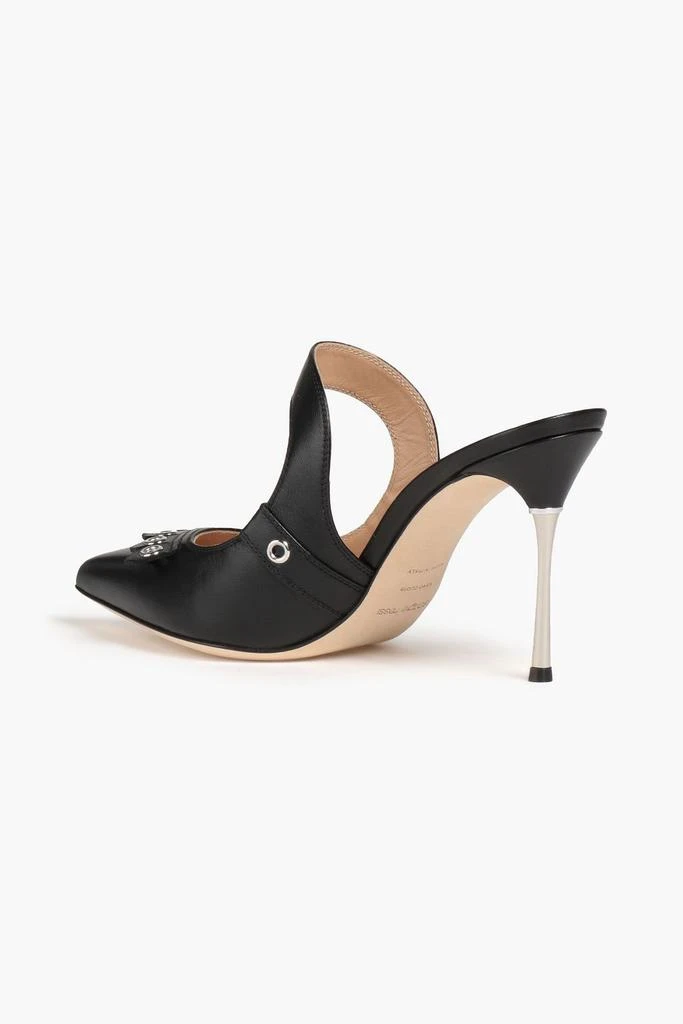 商品Sergio Rossi|Eyelet-embellished fringed leather mules,价格¥1787,第3张图片详细描述
