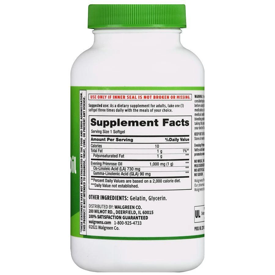 商品Walgreens|Rapid Release Evening Primrose 1000 mg Softgels,价格¥104,第3张图片详细描述