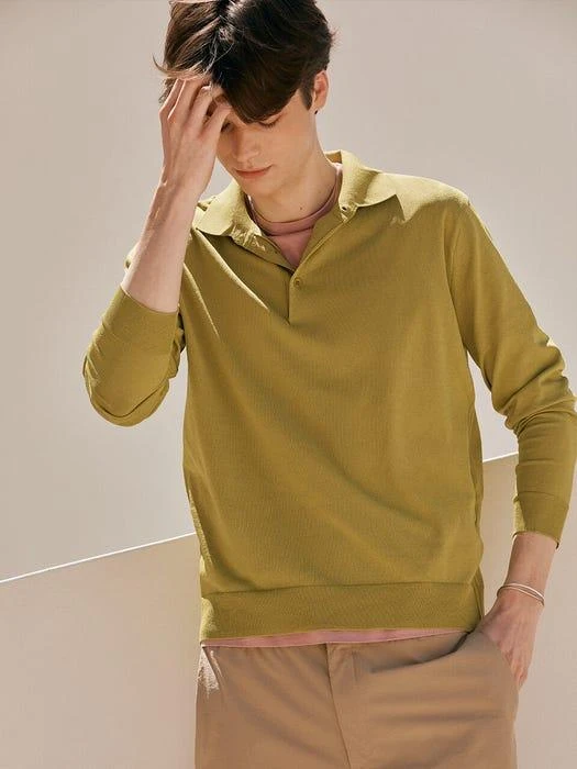 商品FRONTROW MEN|Cool-Yarn Knit Polo Shirt,价格¥816,第5张图片详细描述