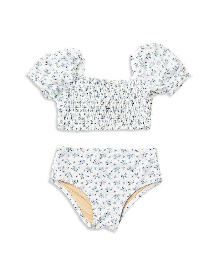 商品Shade Critters|Girls' Cottage Floral Smocked Puff Sleeved Two Piece Swimsuit - Little Kid, Big Kid,价格¥418,第1张图片详细描述