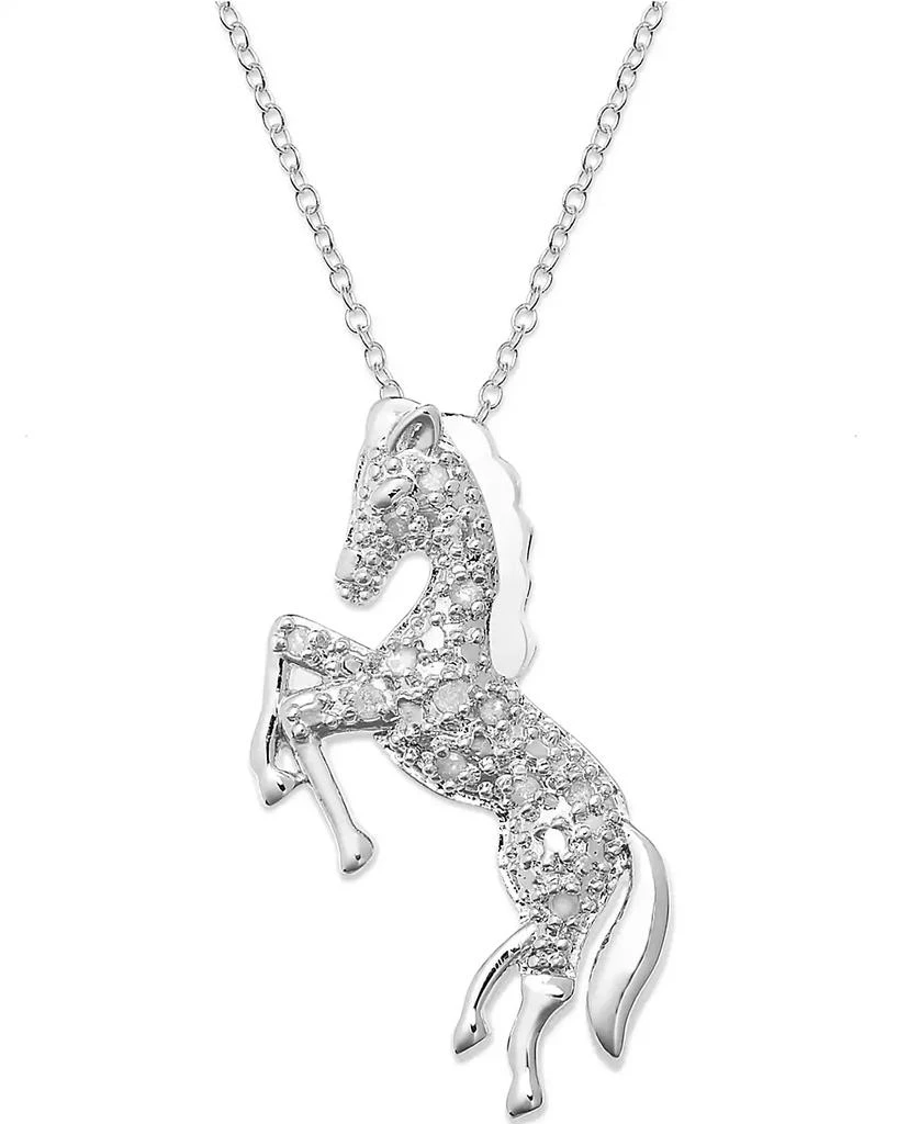 商品Macy's|Diamond Horse Pendant Necklace in Sterling Silver  (1/10 ct. t.w.),价格¥304,第1张图片