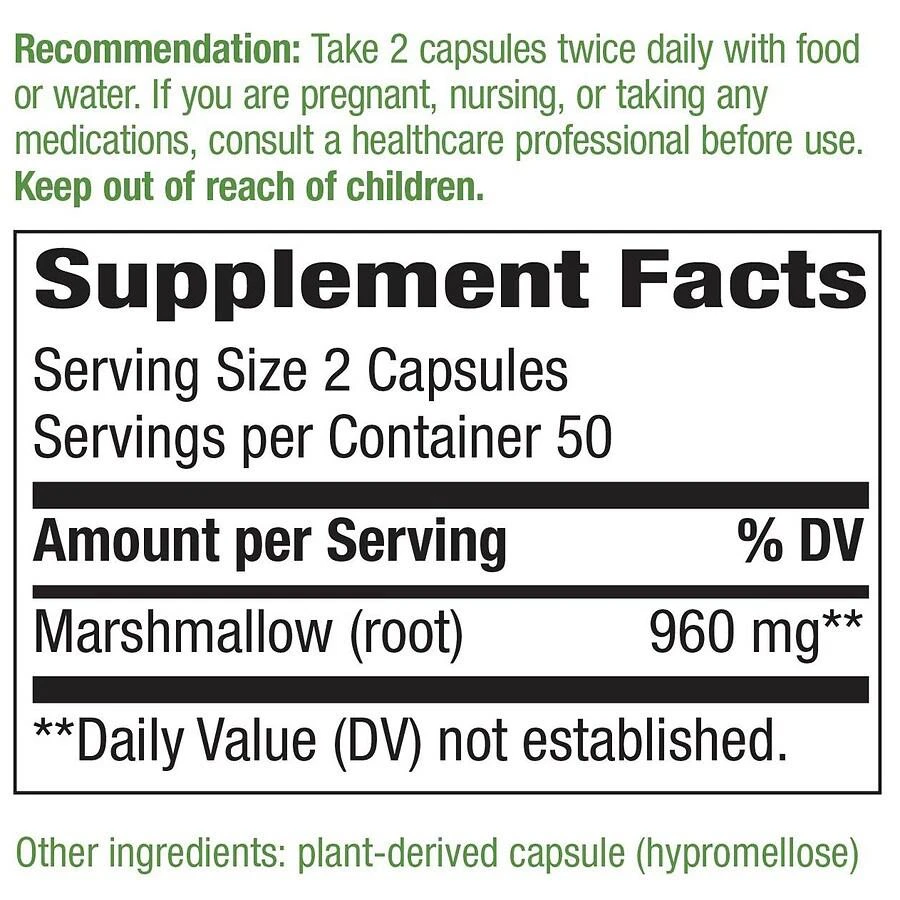 商品Nature's Way|Marshmallow Root Capsules,价格¥104,第4张图片详细描述