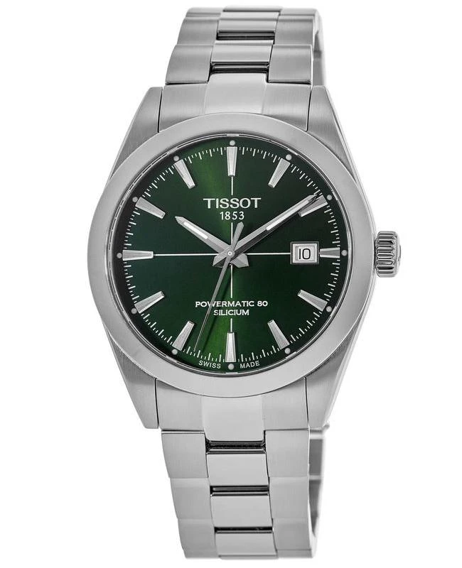 商品Tissot|Tissot Gentleman Powermatic 80 Green Dial Stainless Steel Men's Watch T127.407.11.091.01,价格¥4837,第1张图片