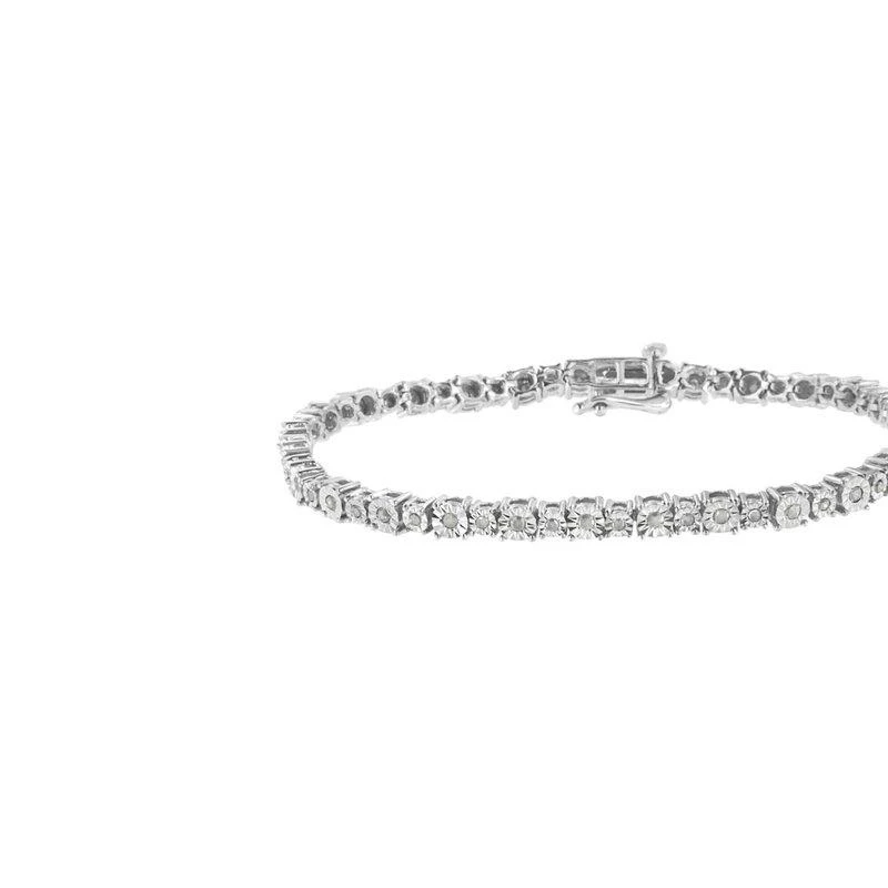 商品Haus of Brilliance|.925 Sterling Silver 1.0 Cttw Miracle-Set Diamond Alternating Graduated Link Tennis Bracelet,价格¥3284,第1张图片