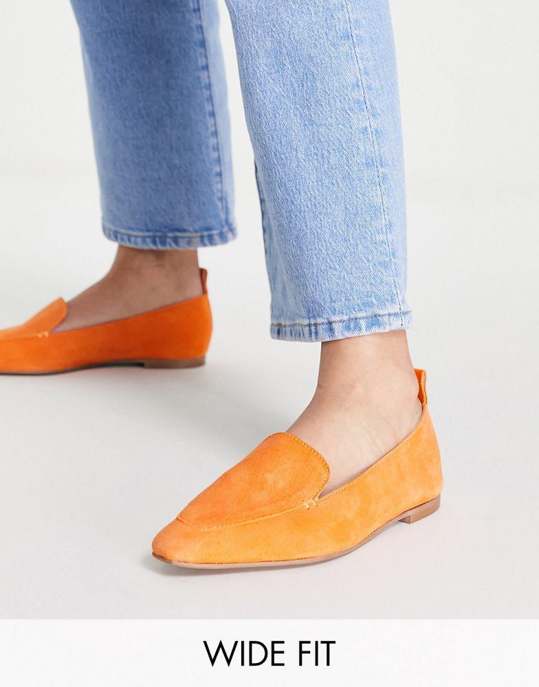 商品ASOS|ASOS DESIGN Wide Fit Miley suede loafers in orange,价格¥284,第1张图片
