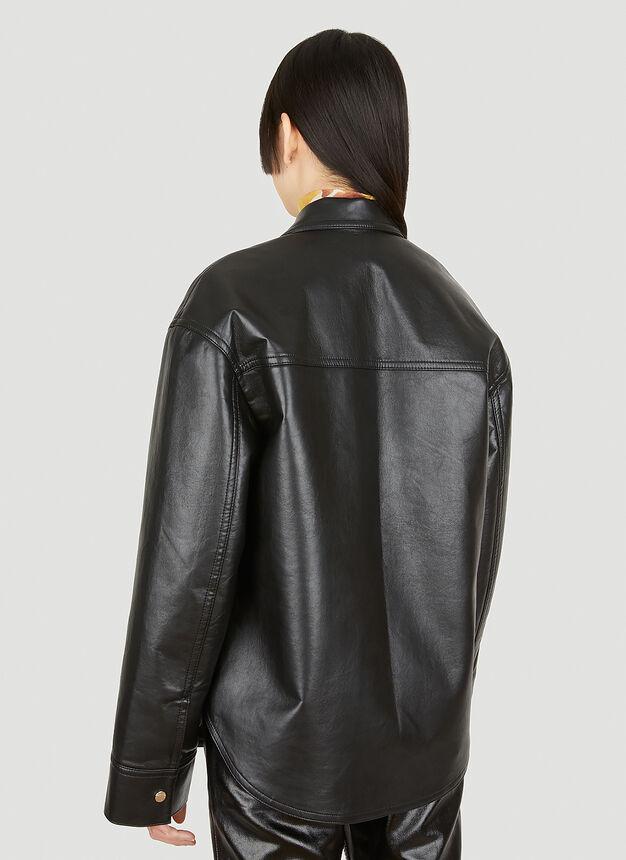 Kiora Faux Leather Overshirt in Black商品第4张图片规格展示