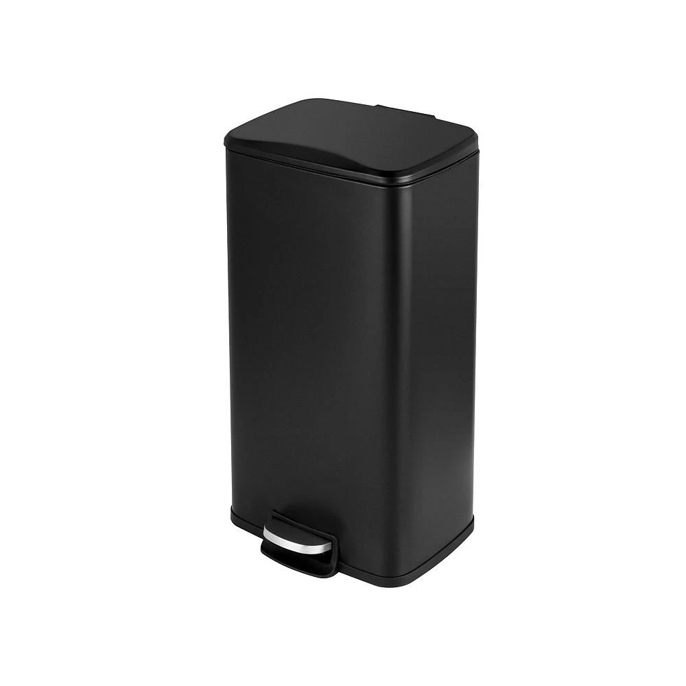 商品Mega Casa|8 Gal./30 Liter Rectangular Matt Black step-on Trash Can for kitchen,价格¥575,第1张图片