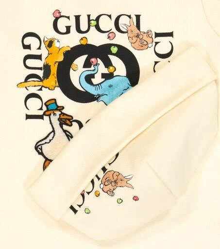 商品Gucci|Baby logo cotton onesie and beanie hat,价格¥3013,第3张图片详细描述