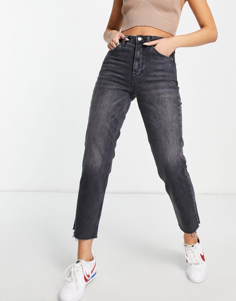 Topshop straight jeans in washed black商品第3张图片规格展示