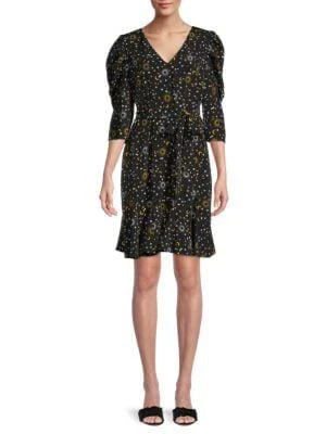 商品Karl Lagerfeld Paris|Belted Puff-Sleeve Dress,价格¥338,第1张图片