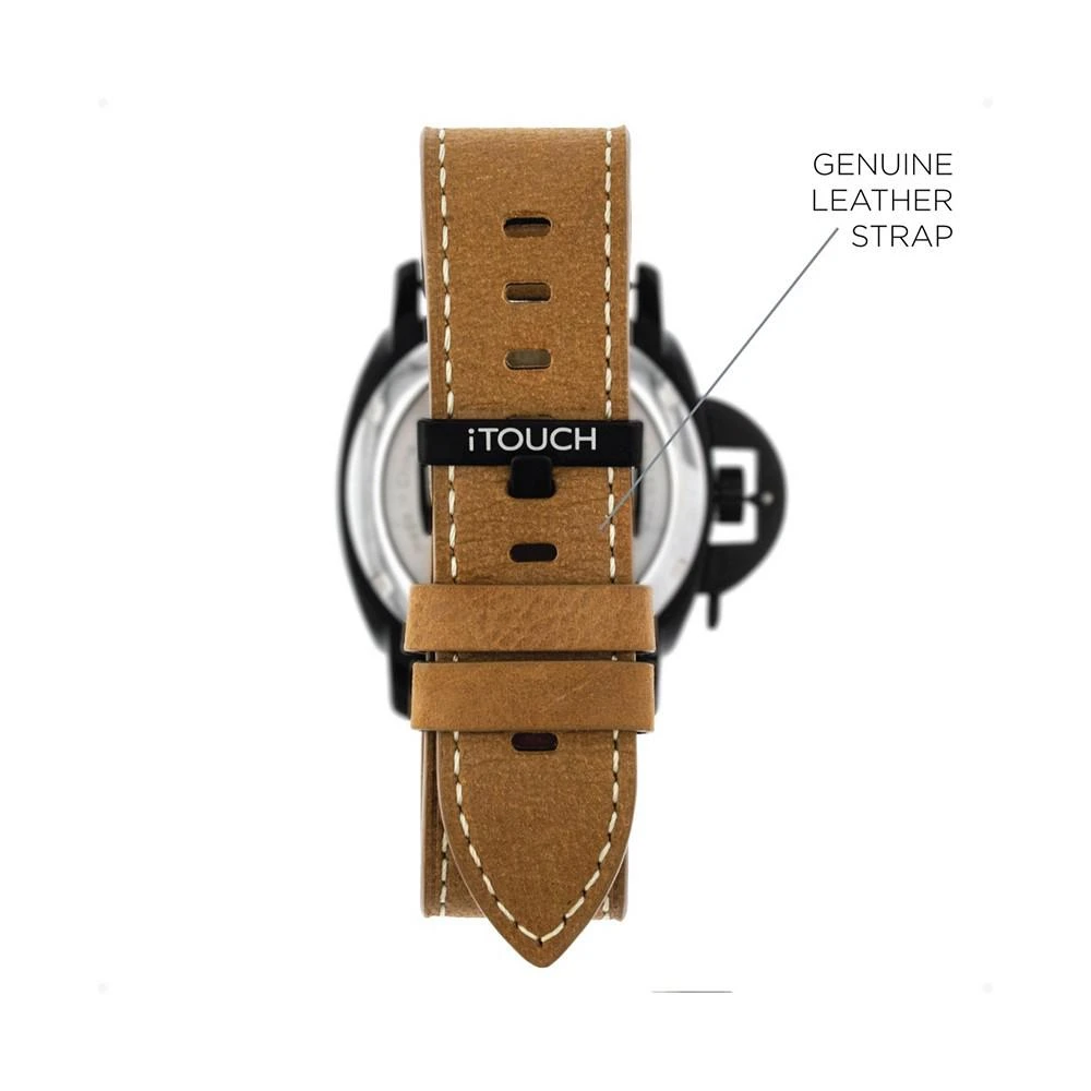 商品iTouch|Connected Men's Hybrid Smartwatch Fitness Tracker: Black Case with Brown Leather Strap 44mm,价格¥262,第3张图片详细描述