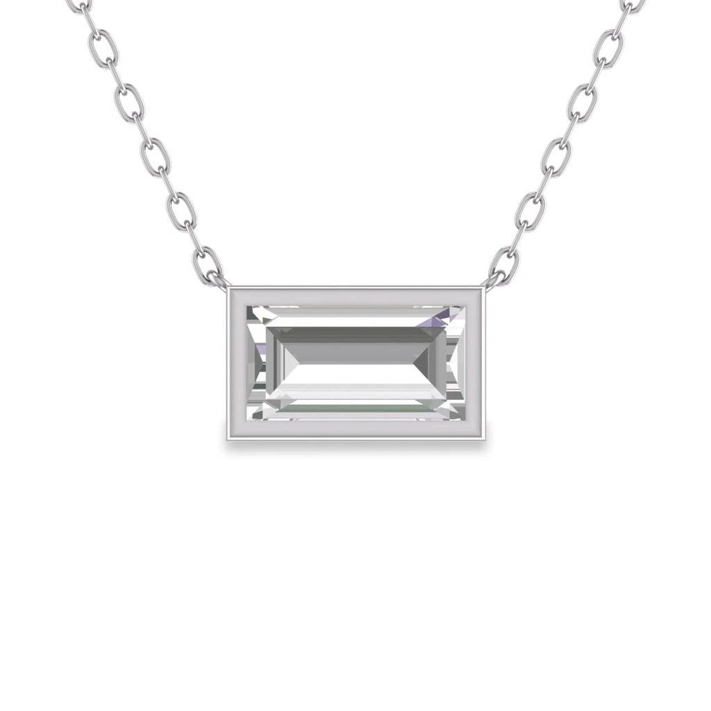 商品SSELECTS|Lab Grown 1/4 Carat Baguette Bezel Set Diamond Solitaire Pendant In 14k White Gold,价格¥4715,第1张图片