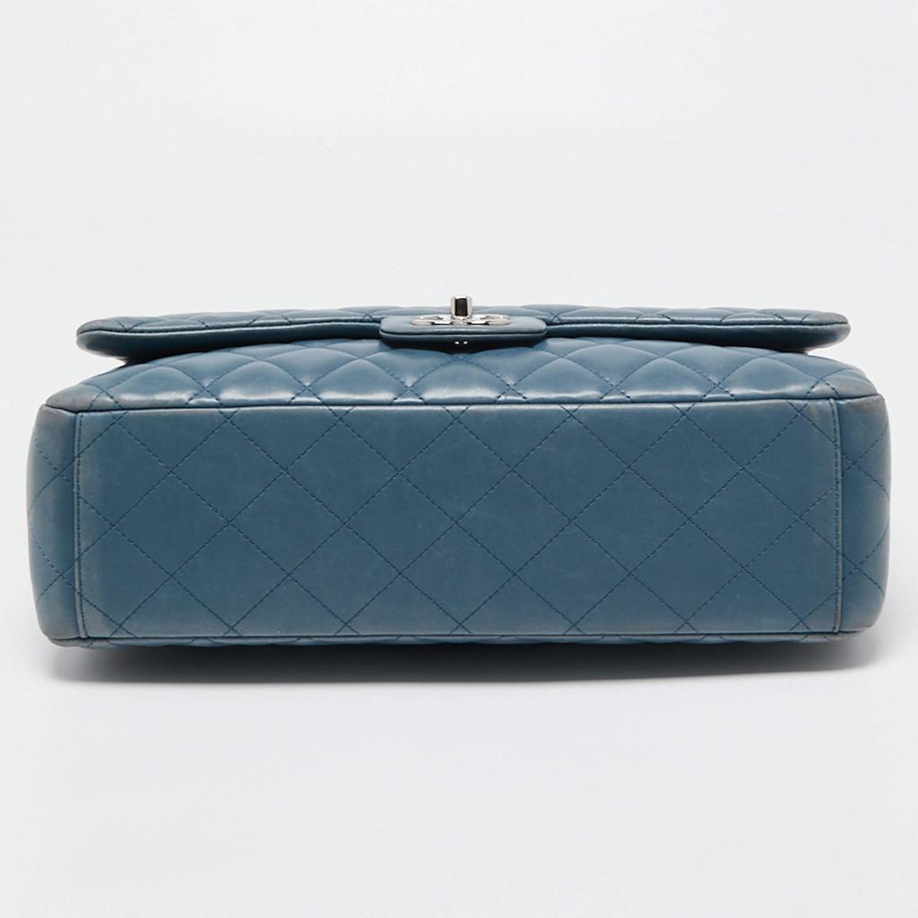 Chanel Blue Quilted Caviar Leather Maxi Classic Double Flap Bag商品第10张图片规格展示