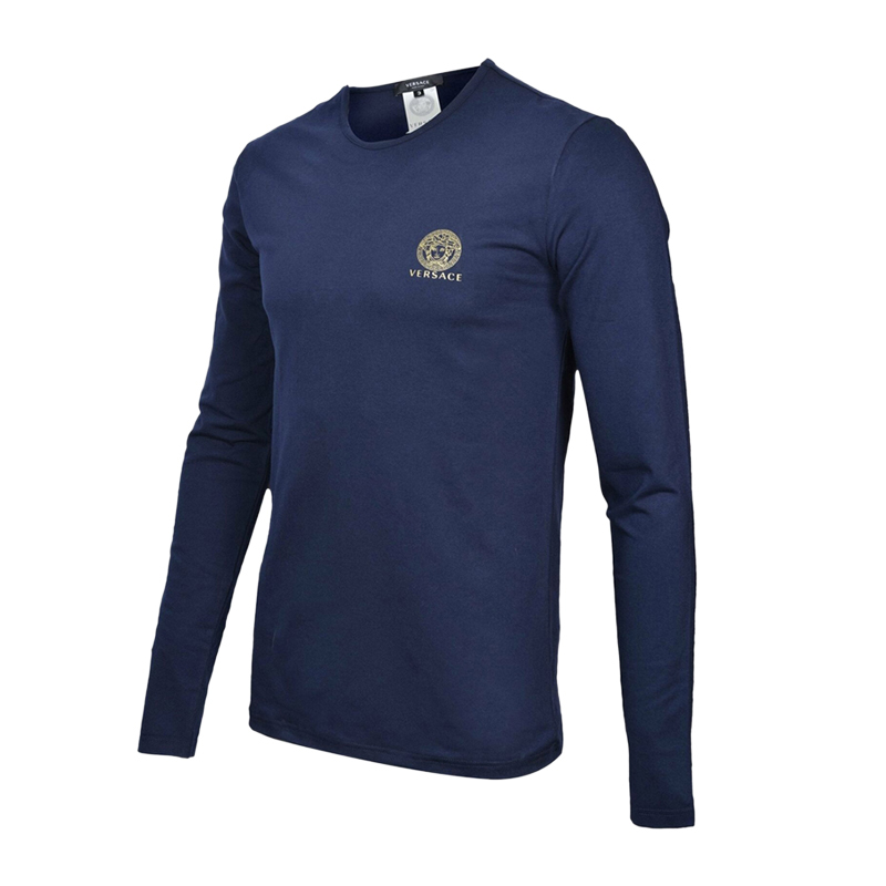 VERSACE 男士深蓝色胸前徽标圆领长袖T恤 AUU01007-A232741-A1384商品第3张图片规格展示