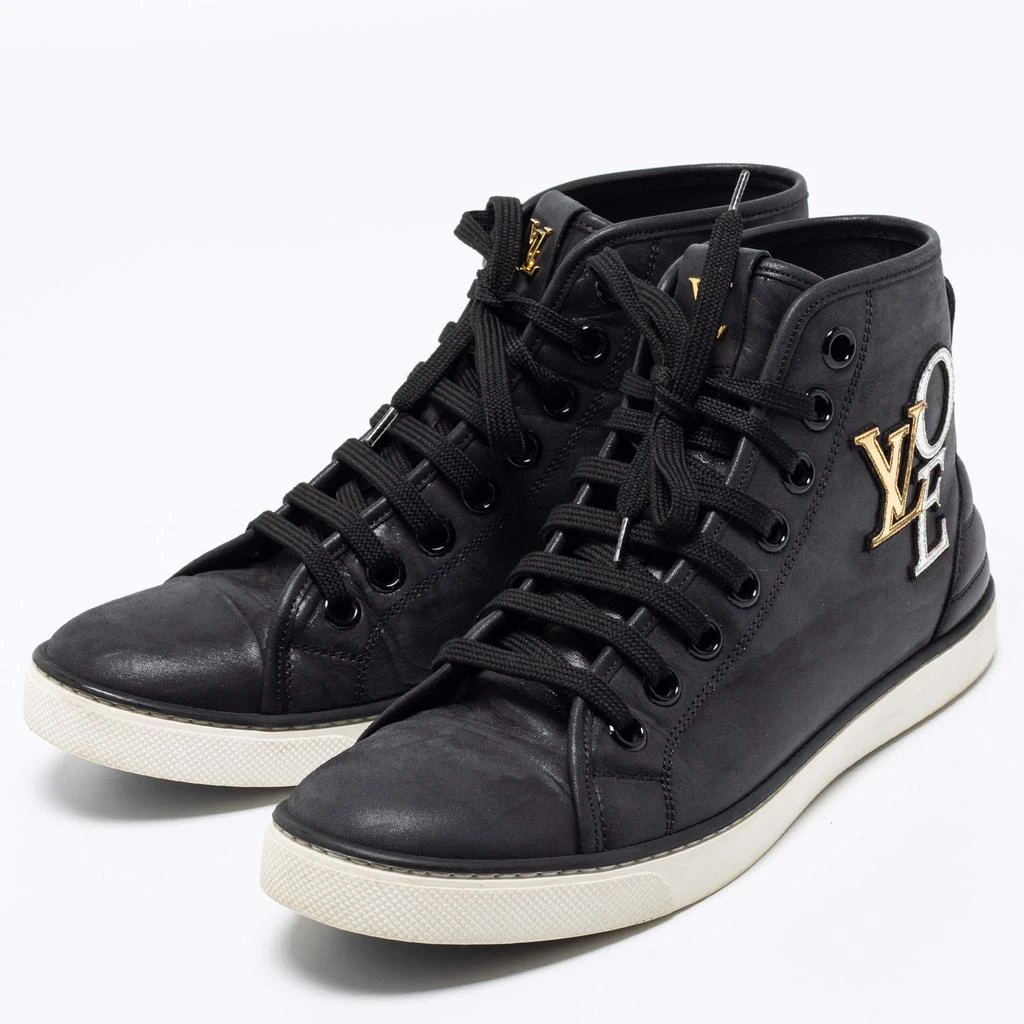 商品[二手商品] Louis Vuitton|Louis Vuitton Black  Leather Love  Embossed High-Top Sneakers Size 37.5,价格¥2901,第2张图片详细描述