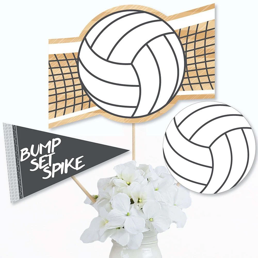 商品Big Dot of Happiness|Bump, Set, Spike - Volleyball - Party Centerpiece Sticks - Table Toppers - 15 Ct,价格¥127,第2张图片详细描述