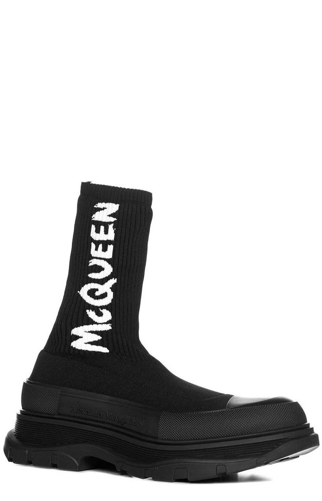 商品Alexander McQueen|Alexander McQueen Tread Slick Logo Intarsia Boots,价格¥3100,第2张图片详细描述