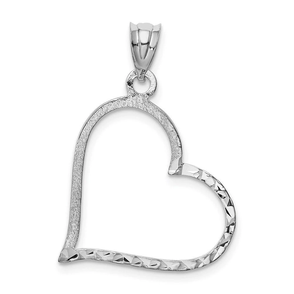 商品Diamond2Deal|14k White Gold Solid Satin Diamond-cut Reversible Heart Pendant,价格¥1926,第4张图片详细描述