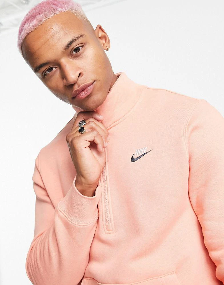 商品[国内直发] NIKE|【轻微瑕疵】Nike Club half zip top in madder root,价格¥262,第1张图片