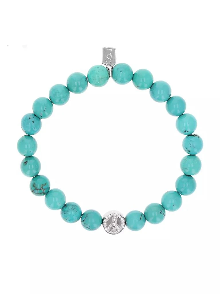 商品Sheryl Lowe|Sterling Silver, Turquoise &amp; 0.1 TCW Diamond Beaded Stretch Bracelet,价格¥3741,第3张图片详细描述