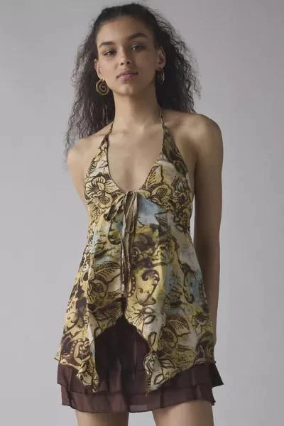商品Urban Outfitters|UO Catie Halter Split-Front Flyaway Tunic Top,价格¥367,第4张图片详细描述