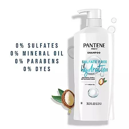 商品Pantene|Pantene Pro-V Sulfate Free Hydration Shampoo with Argan Oil, 38.2 fl. oz.,价格¥97,第3张图片详细描述