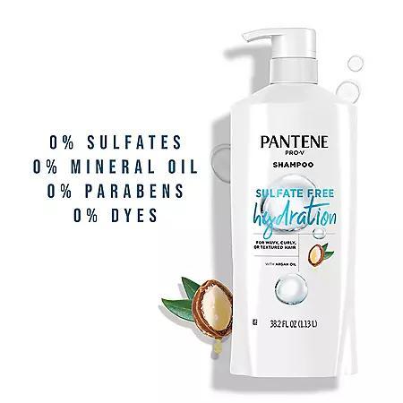商品Pantene|Pantene Pro-V Sulfate Free, Paraben Free, Mineral Oil Free & Dye Free Hydrating Shampoo with Argan Oil for Curly, Wavy or Textured Hair (38.2 fl. oz.),价格¥73,第5张图片详细描述