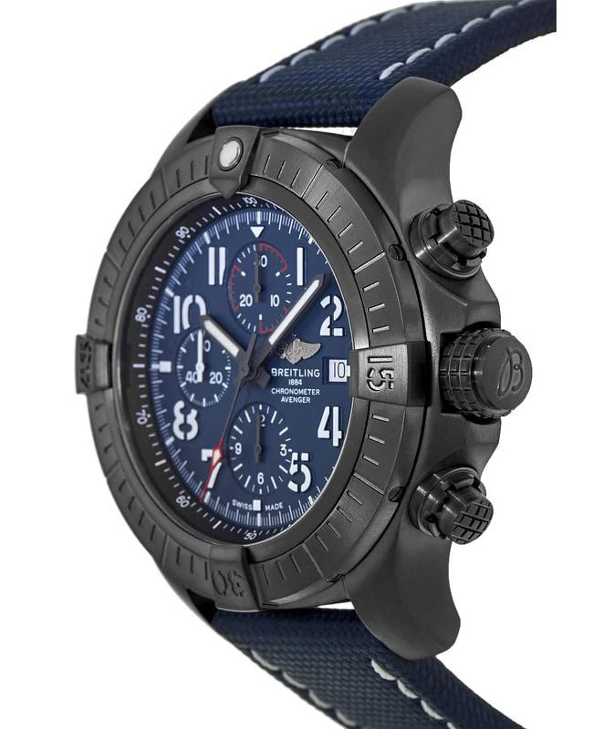 商品BREITLING|Breitling Super Avenger Chronograph 48 Night Mission Blue Dial Leather Men's Watch V13375101C1X2,价格¥39025,第3张图片详细描述