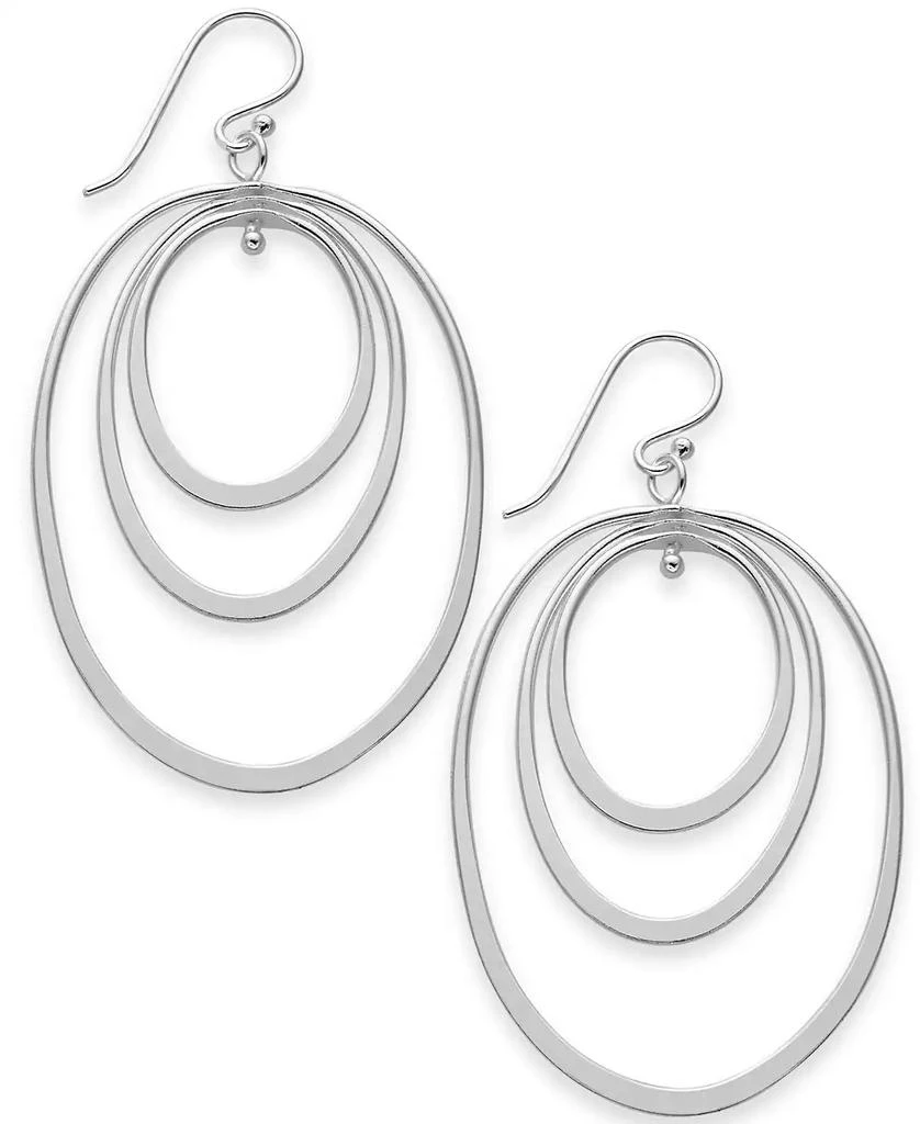 商品Essentials|Extra Large Silver Plated Triple Oval Hoop Drop Earrings,价格¥155,第1张图片