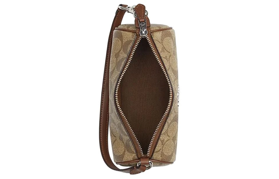 商品[国内直发] Coach|蔻驰 Nolita 20 银标Logo经典老花五金扣拉链 人造革 圆筒包手提单肩包 小号 女款 卡其色拼马鞍棕色,价格¥952,第4张图片详细描述