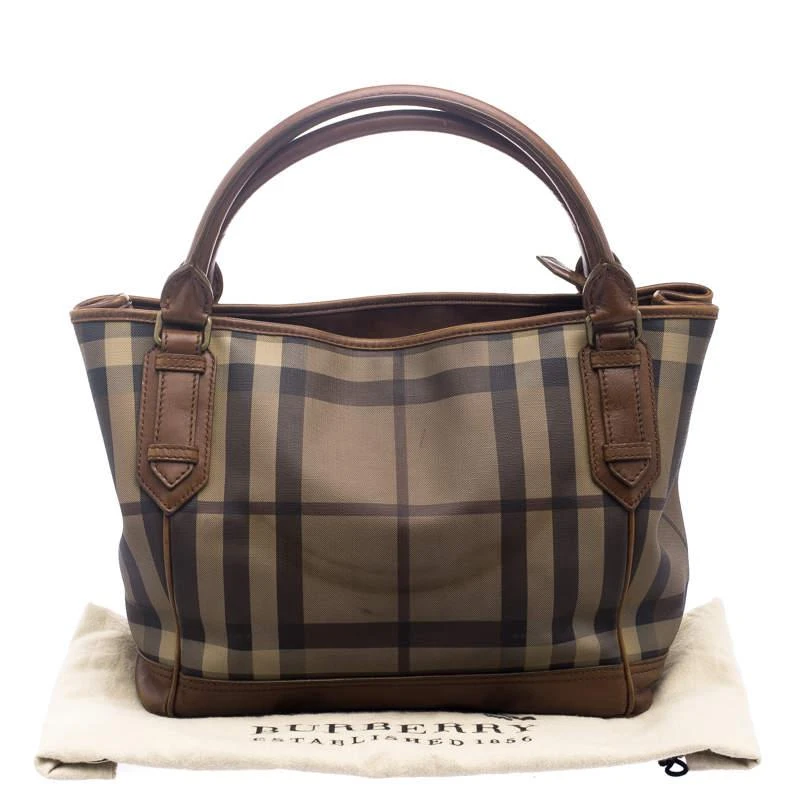 Burberry Brown Smoke Check PVC and Leather Tote 商品