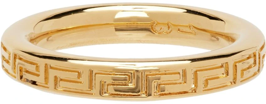 商品Versace|Gold Engraved Greek Key Ring,价格¥1846,第4张图片详细描述
