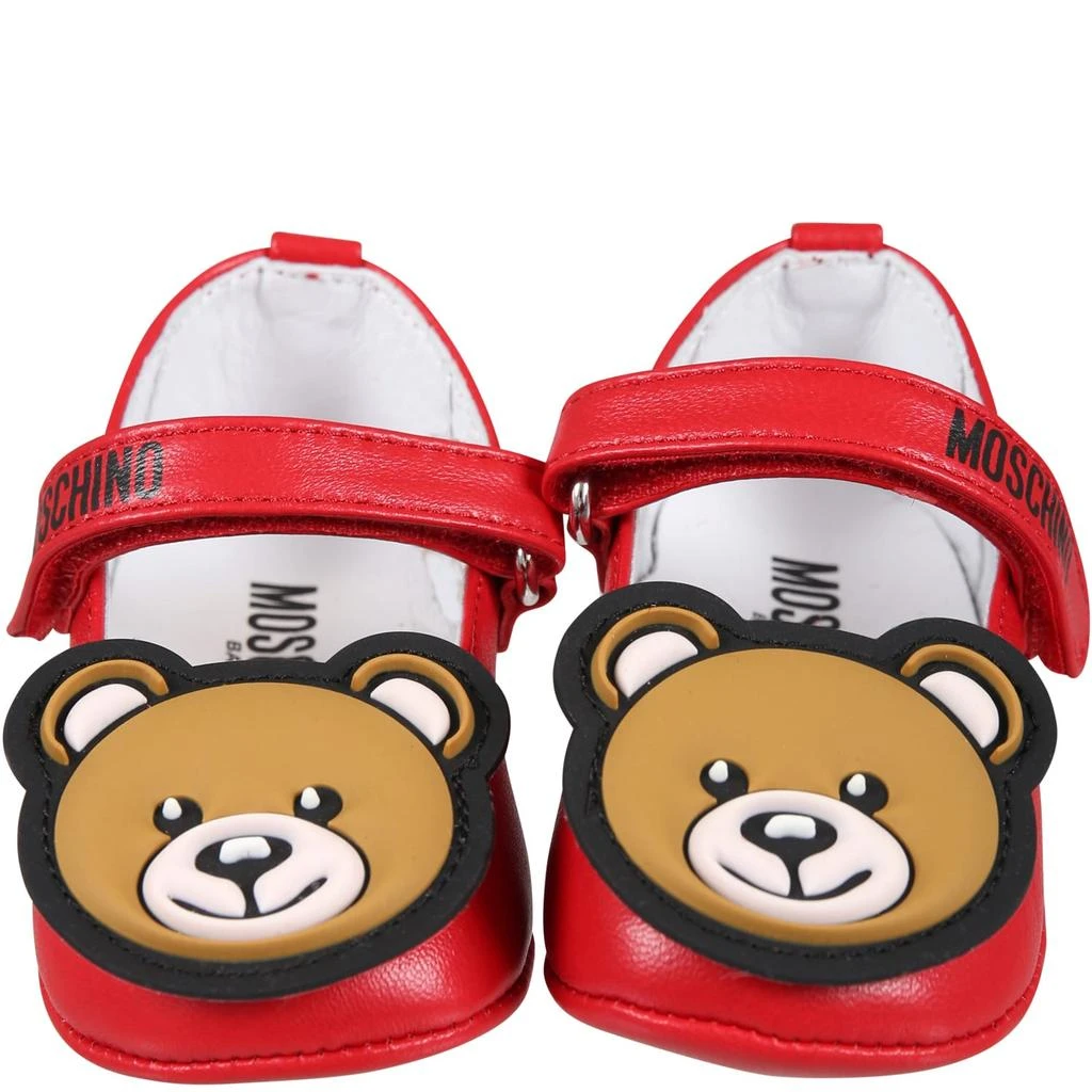 商品Moschino|Moschino Red Ballet Flats For Baby Girl With Teddy Bear And Logo,价格¥1021,第1张图片