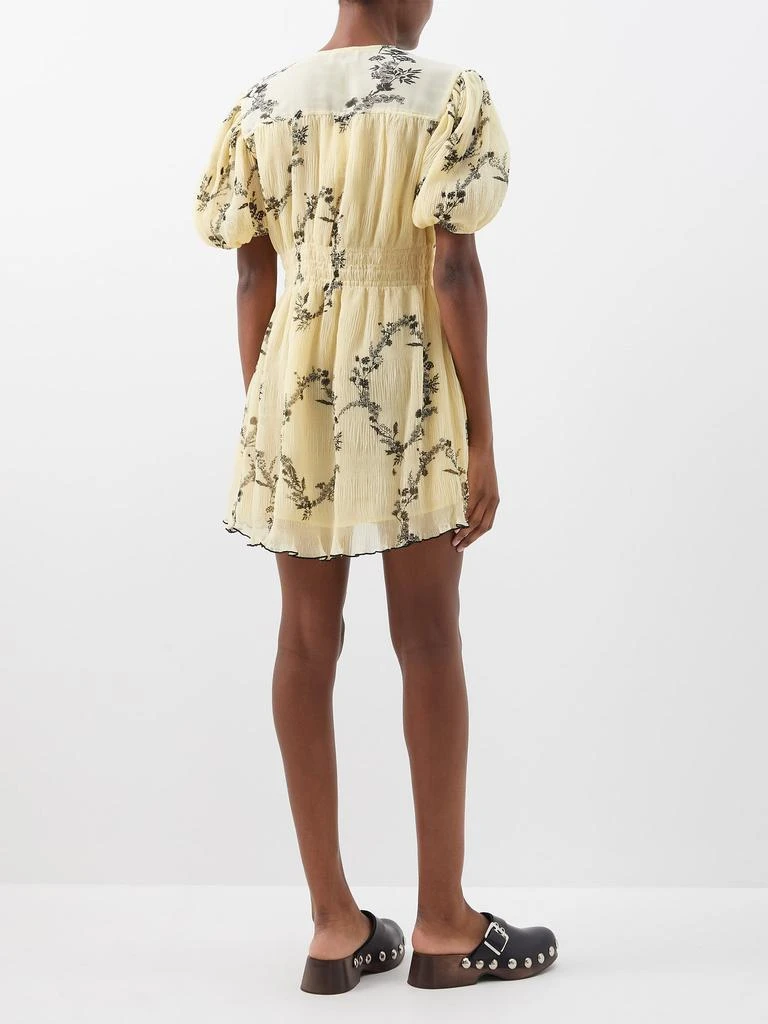 商品Ganni|V-neck floral-print georgette mini dress,价格¥1470,第5张图片详细描述